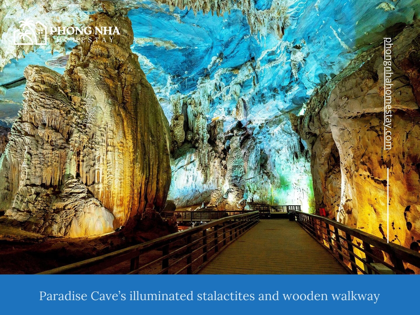 Paradise-Caves-illuminated-stalactites-and-wooden-walkway